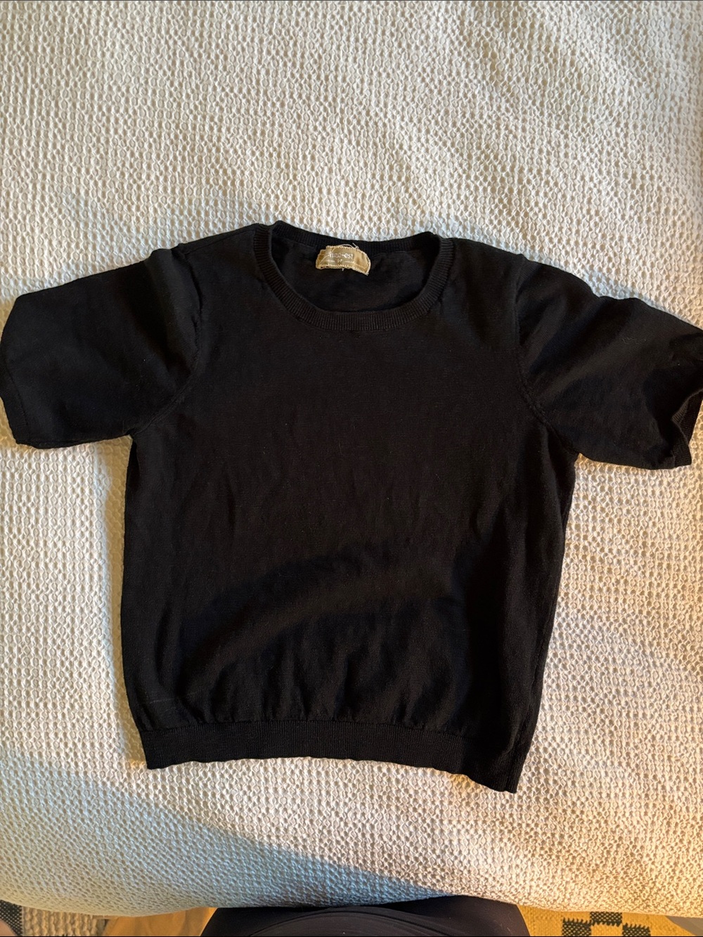 Free People Black Short-Sleeve Knit Sweater Top